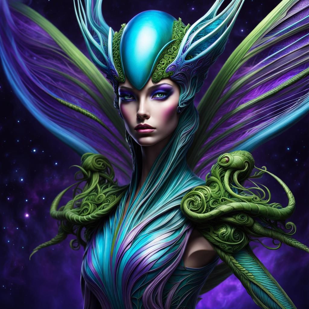 Elegant Alien Lifeform with Fungus Wings