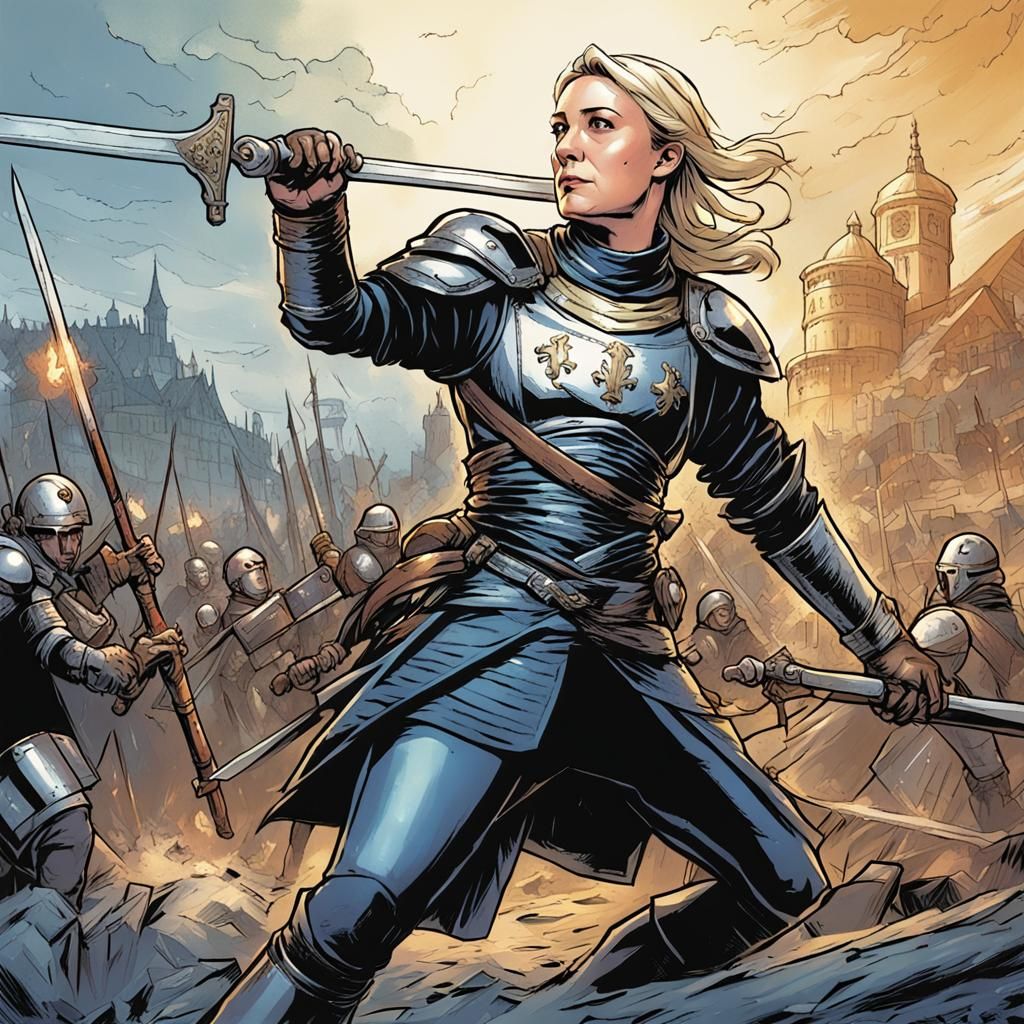 Marine Le Pen as Joan of Arc in Comic Book Art