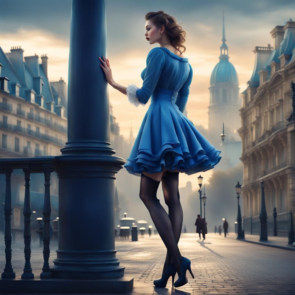 French Woman in City, Cinematic Concept Art