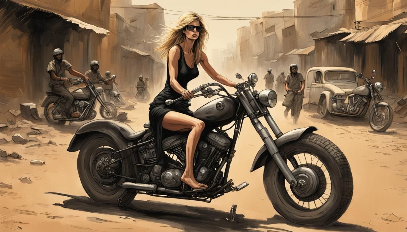 Outlaw Woman Rides Motorbike on Dangerous Streets