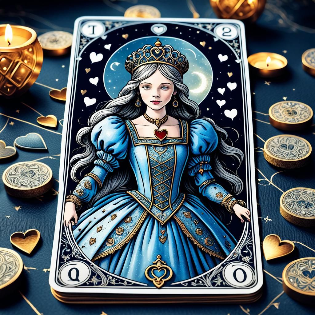 Cinderella Tarot Card with Heart Accents