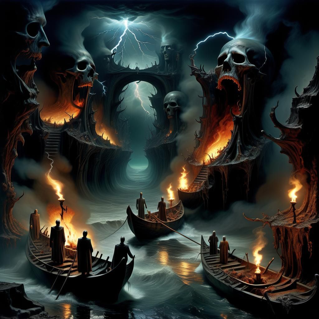 Underworld Journey: A Fantastical Scene in Deep Color