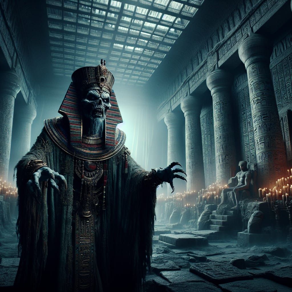 Ghoulish Priest Ritual in Ancient Egyptian Temple