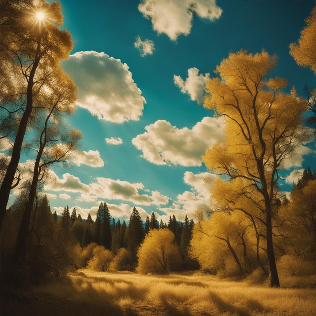 Serene Landscape in Sunlight: A Cinematic Still