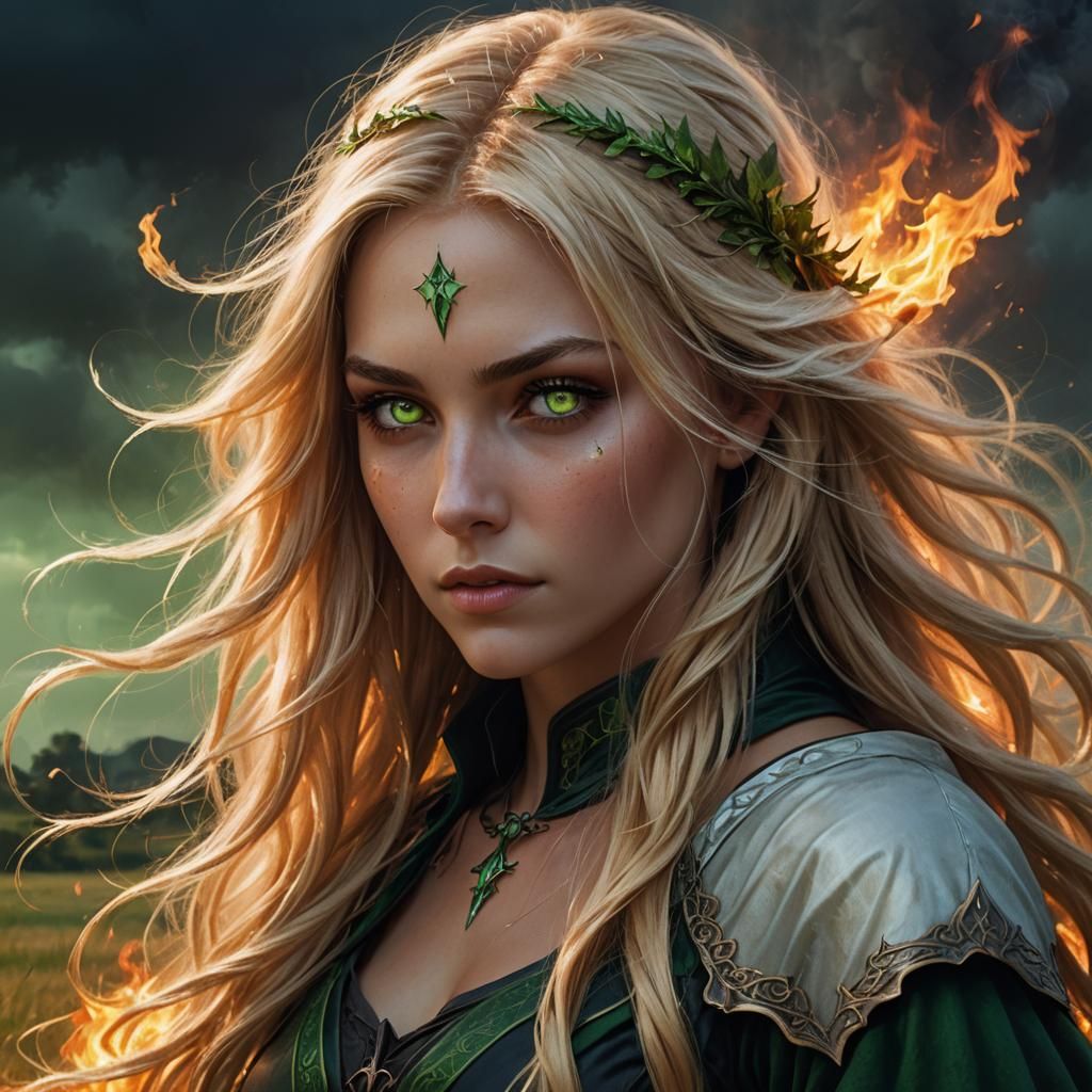 Young Sorceress Portrait in Fantasy Illustration Style