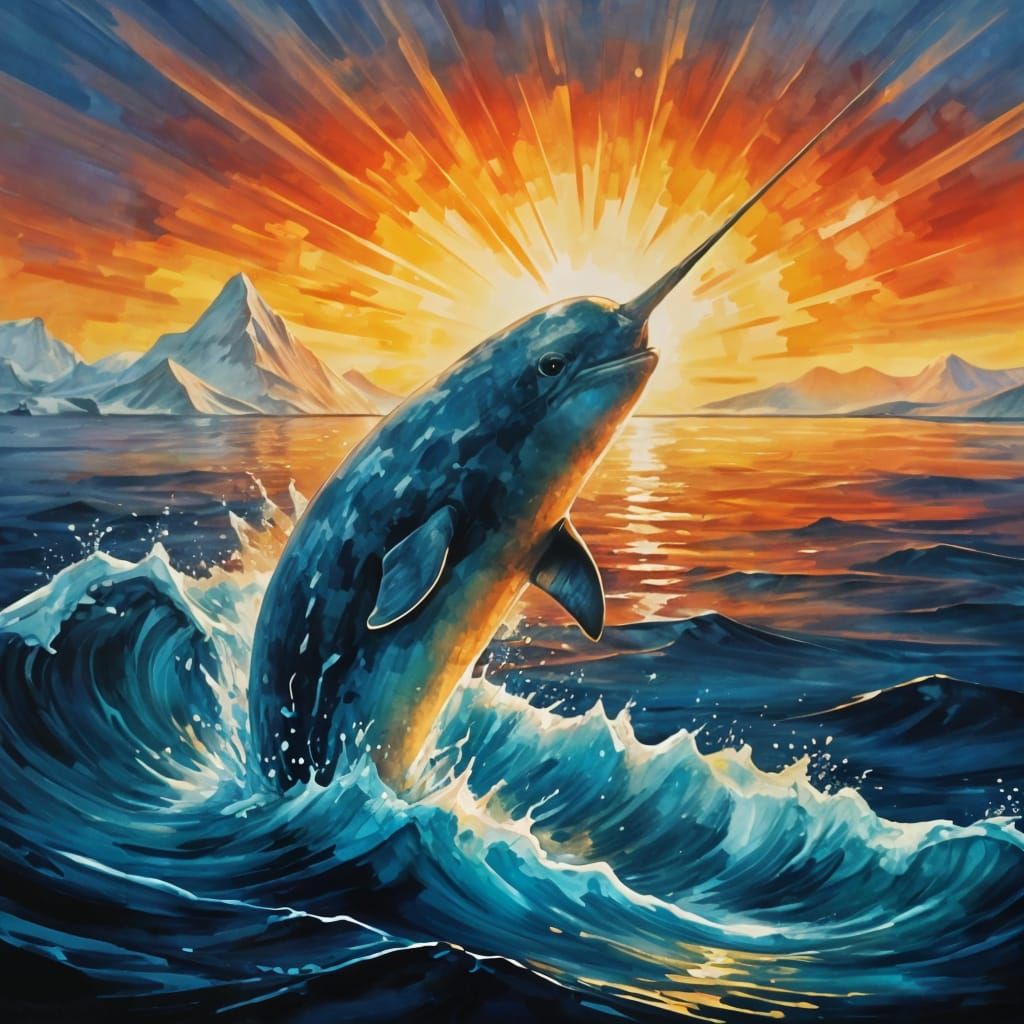 breaching narwhal