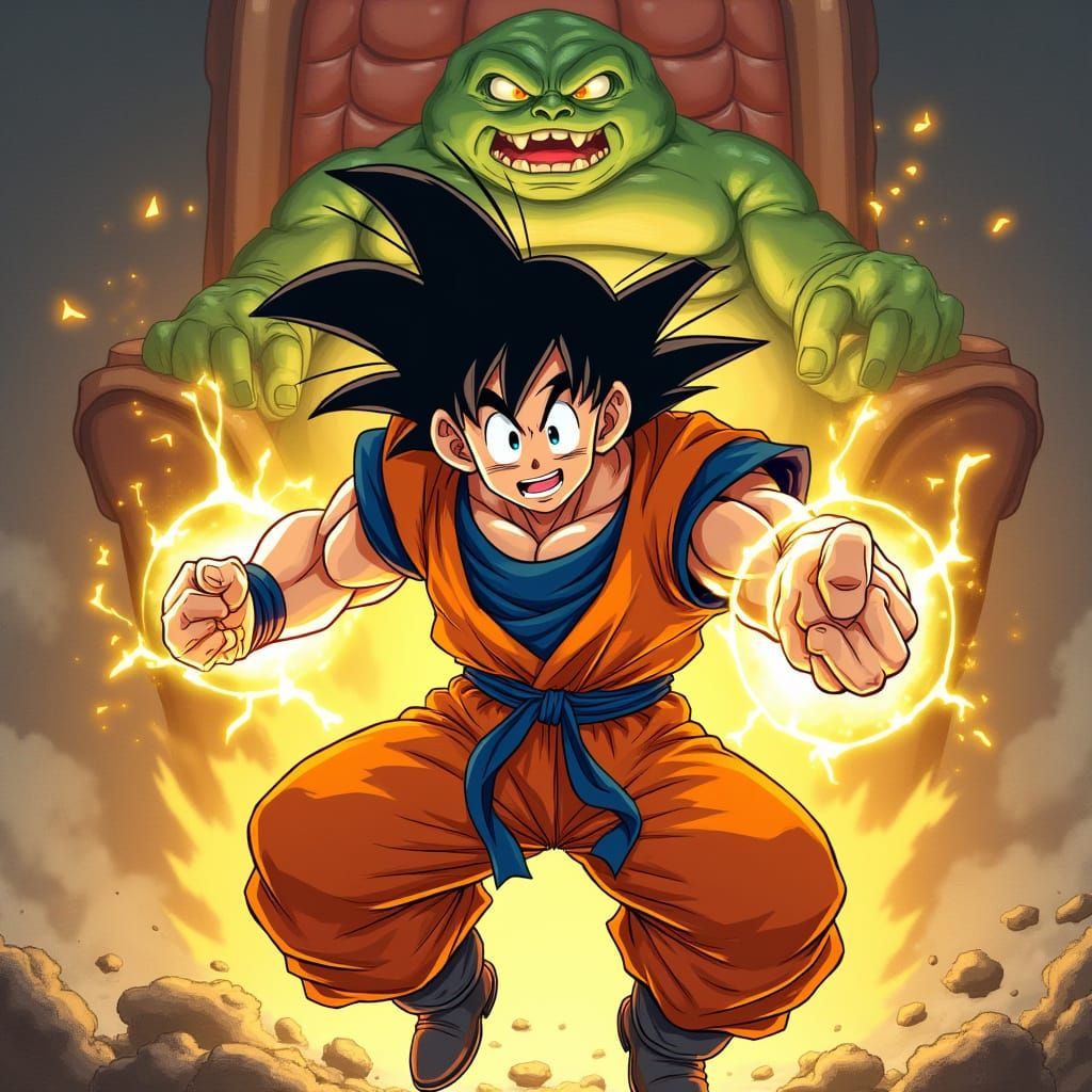 Goku Unleashes Lightning-Fast Attack on Jabba the Hutt