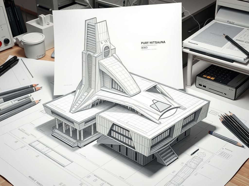 Futuristic Building: Hyper-Detailed Pencil Architectural Des...