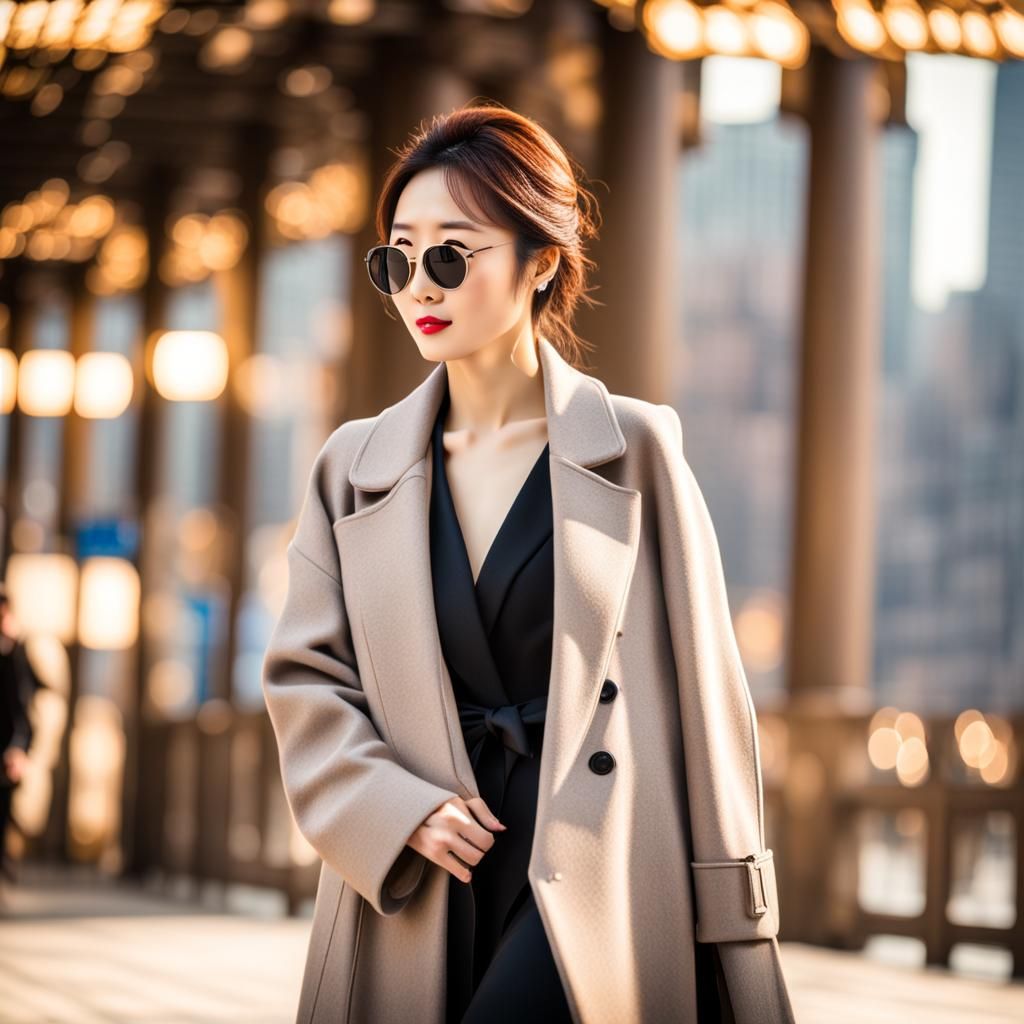 Elegant Chinese Woman with Coat, Professional Photography