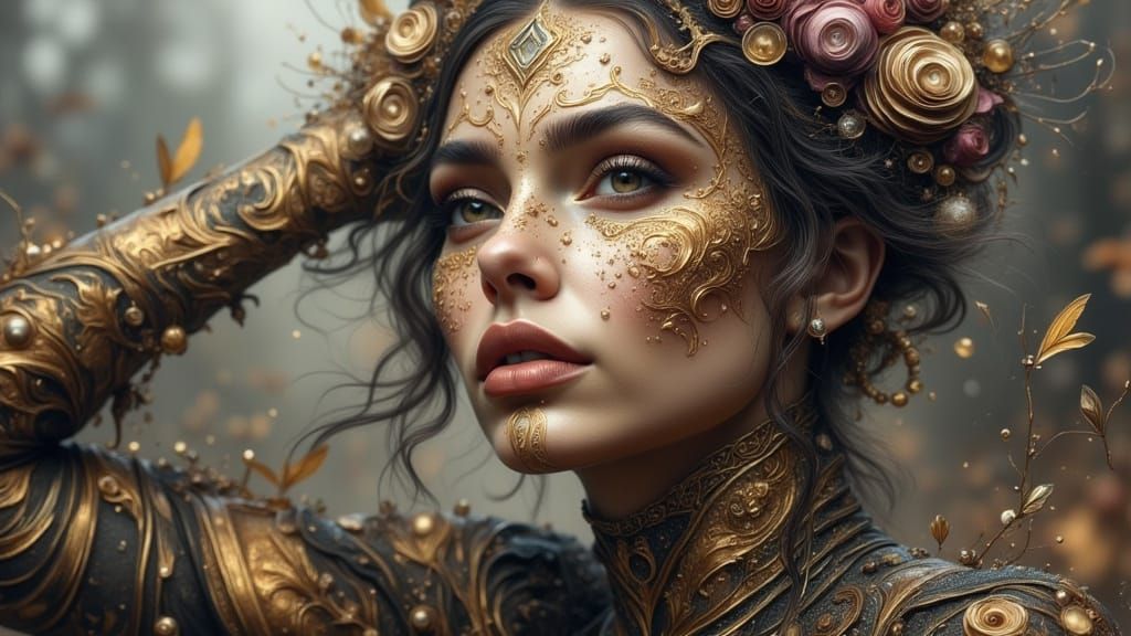 Abstract Face in Flux, Vintage Art Style