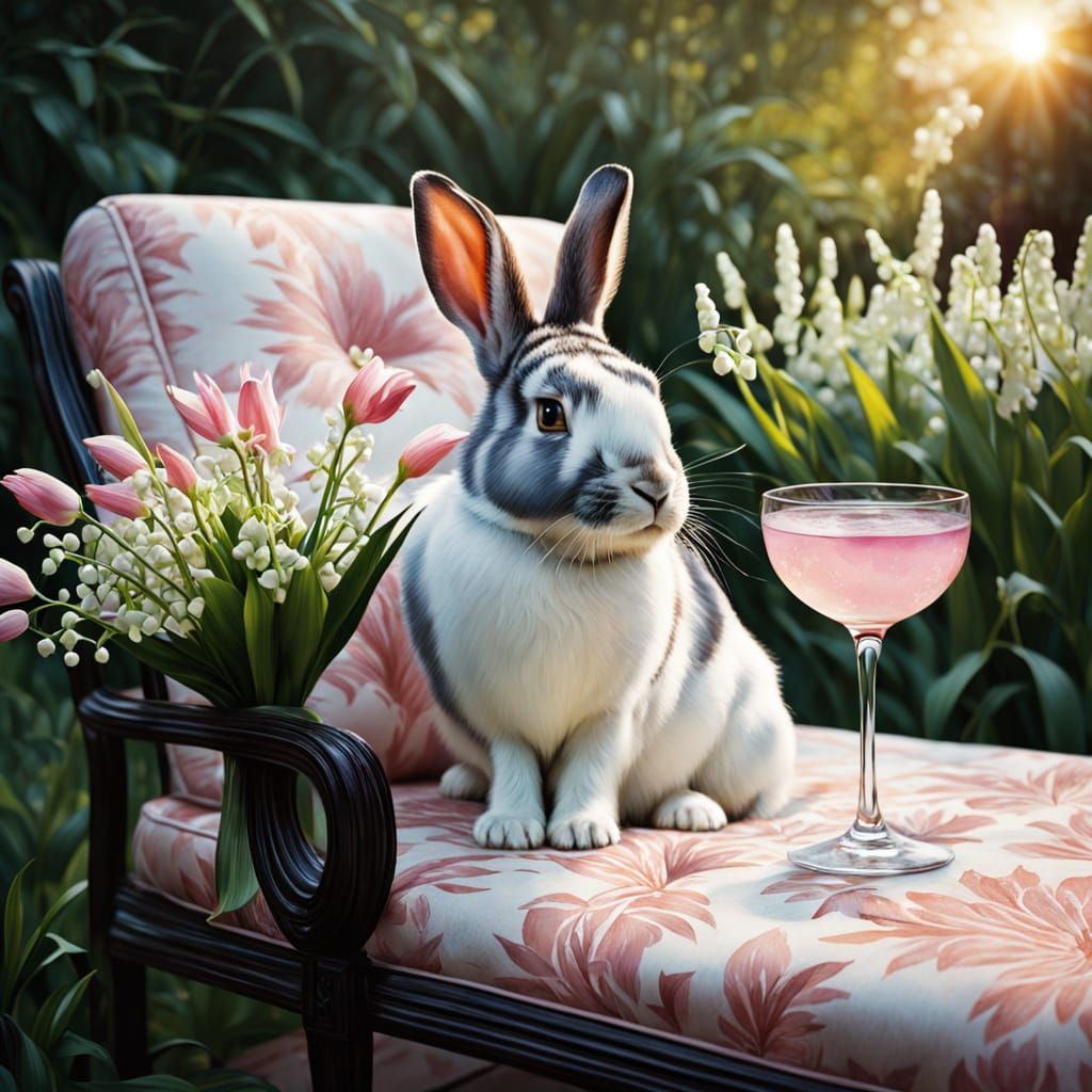 Impressionist Rabbit in Leisurely Pose