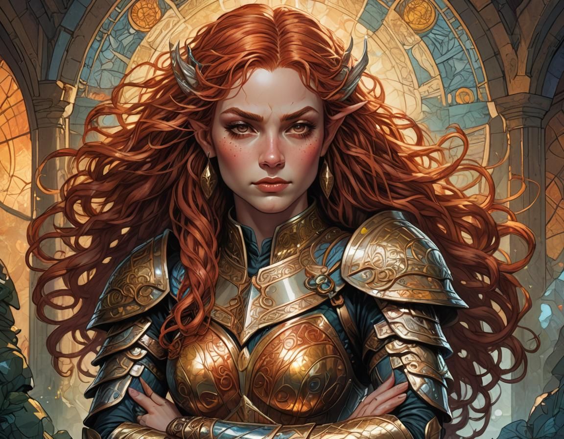 Curvy Elf Warrior in Comic Book Style