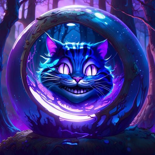 Cosmic Cheshire Cat in Orb: Detailed Digital Art