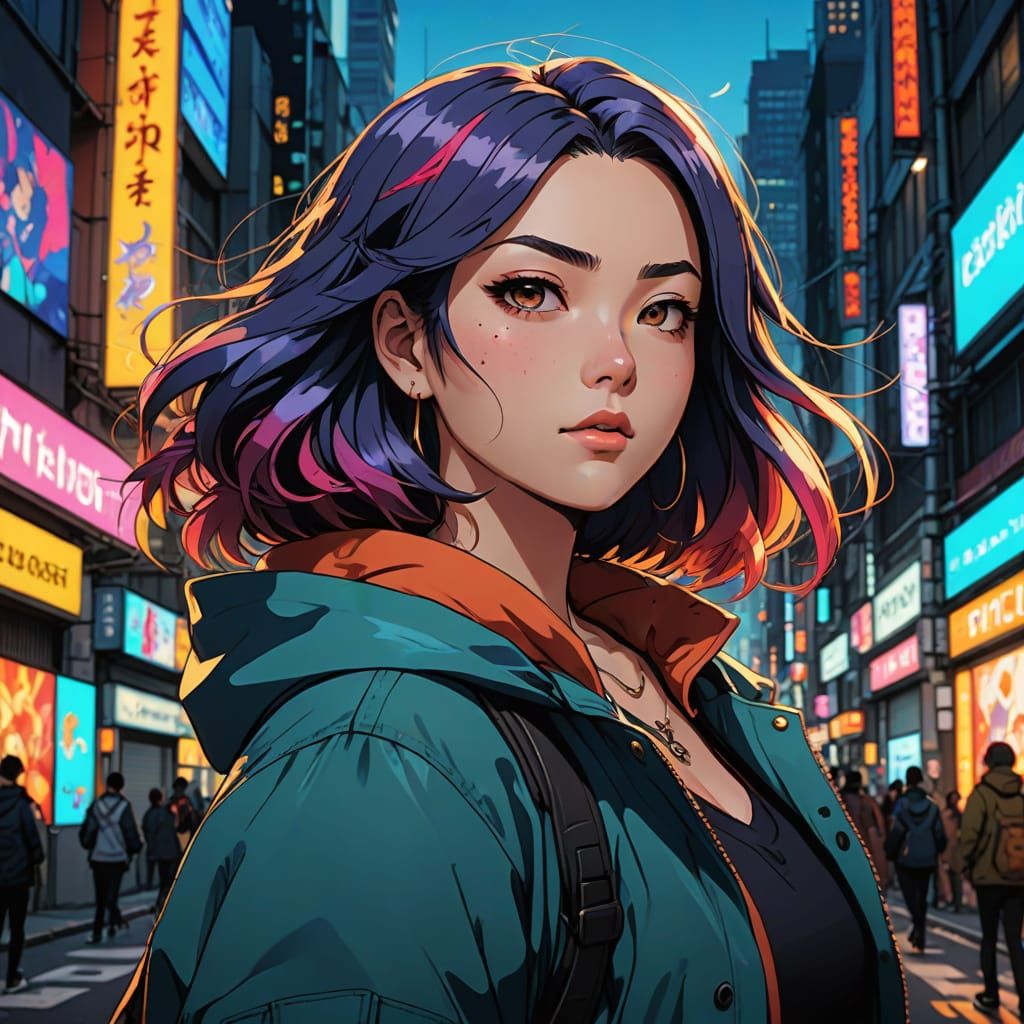 Confident Woman in Vibrant City