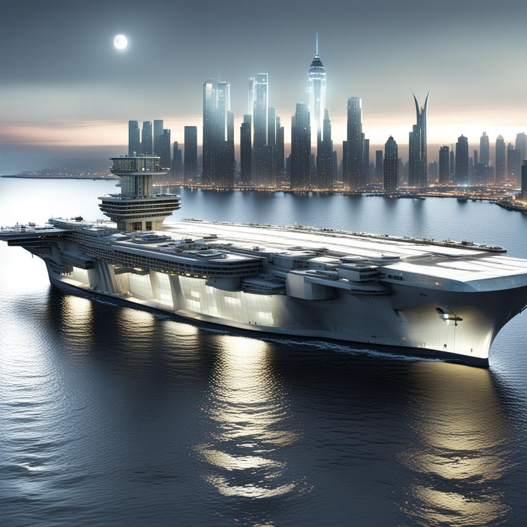 Moonlit Cityscape in Digital Matte Painting Style