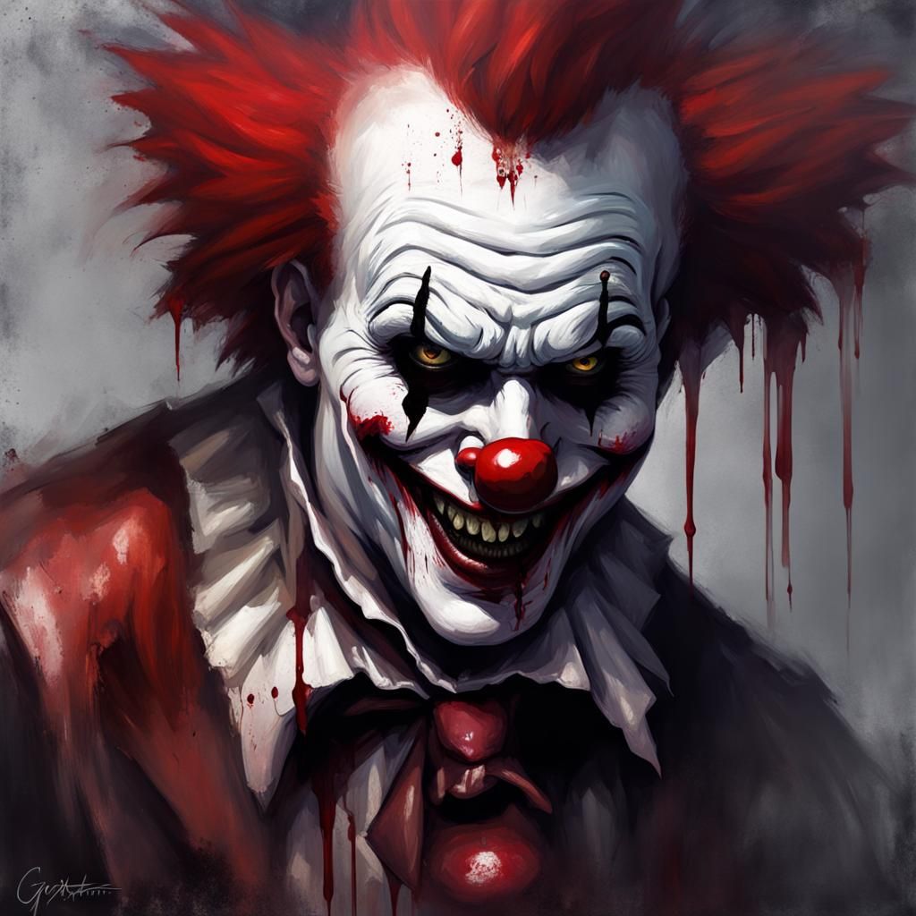 Sinister Bloody Vampire Clown: Digital Art
