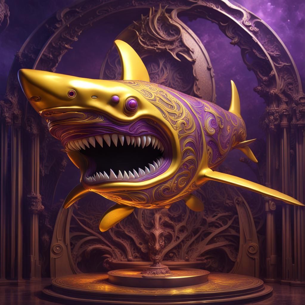 Art Deco Metal Hybrid Creature in Dark Fantasy