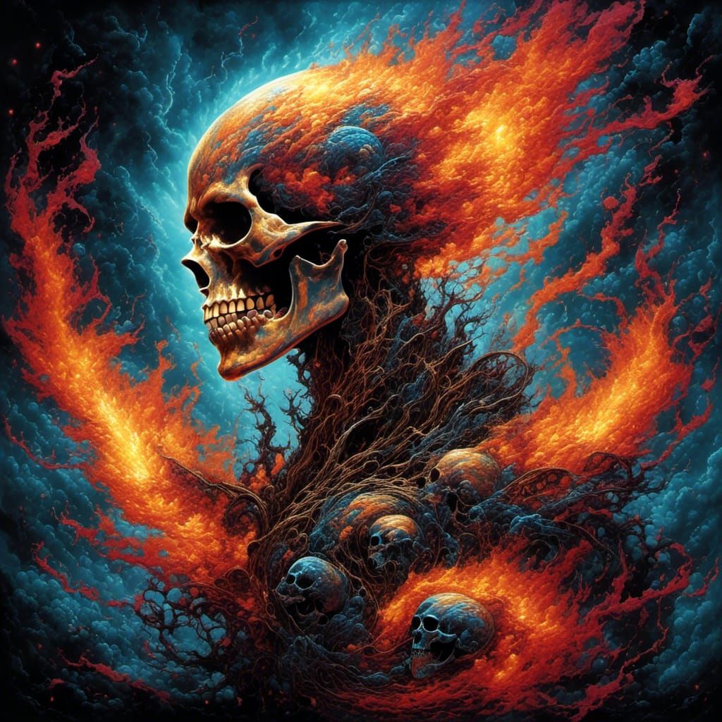 Winged Nebula Demon in Graffiti Splatter Art