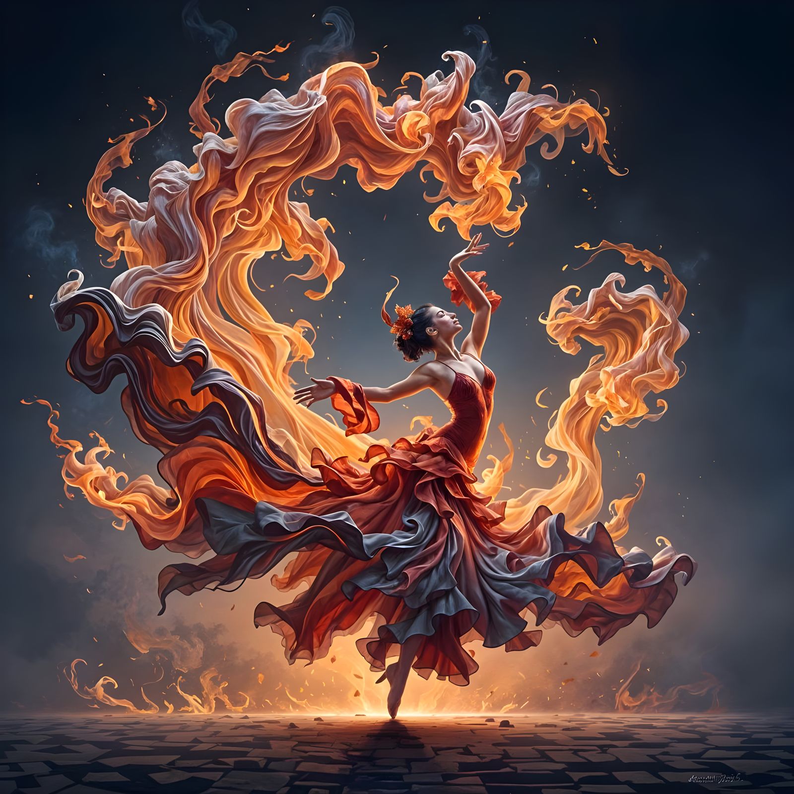 Flamenco Dancer in Ethereal Flames