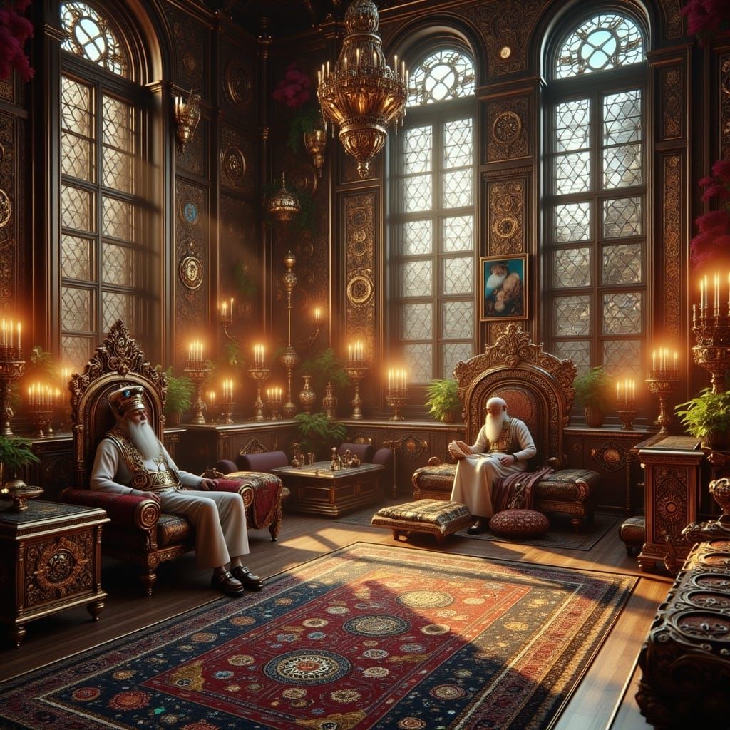 Steampunk Sultan's Throne Room in Golden Light