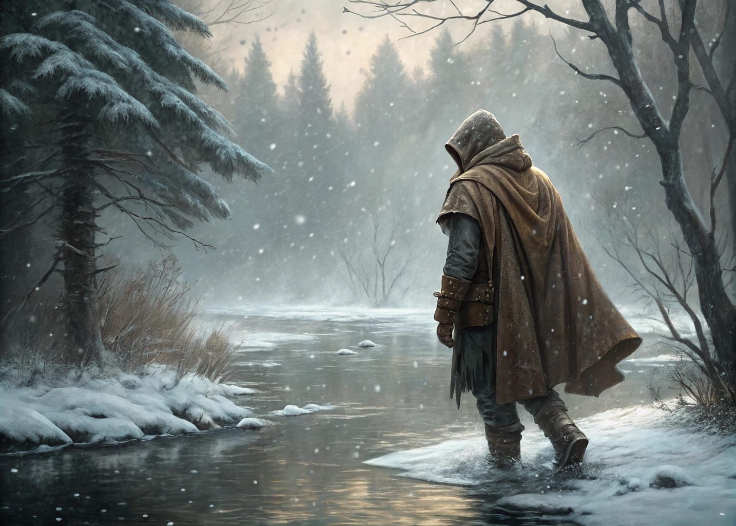 Boreal Swamp Wanderer in Dreamy Watercolours