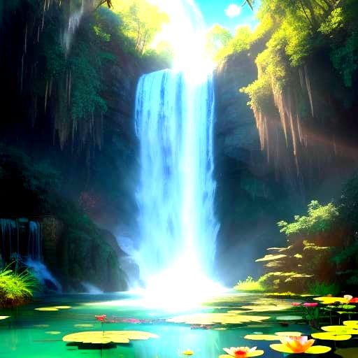 A majestic female white lion with magical colorful iridescen...