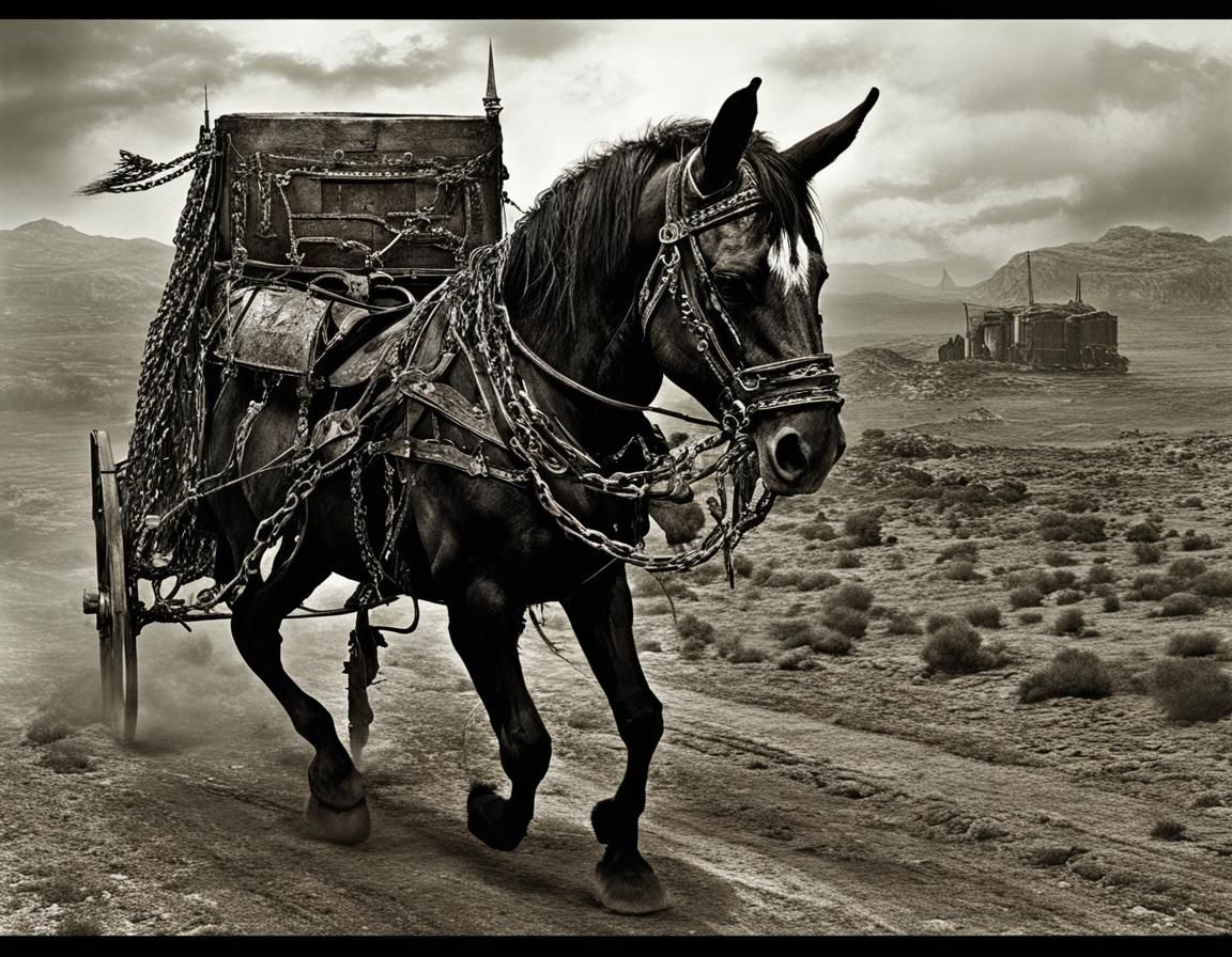 Ethereal Mule in Electric Storm, Dark Fantasy Art