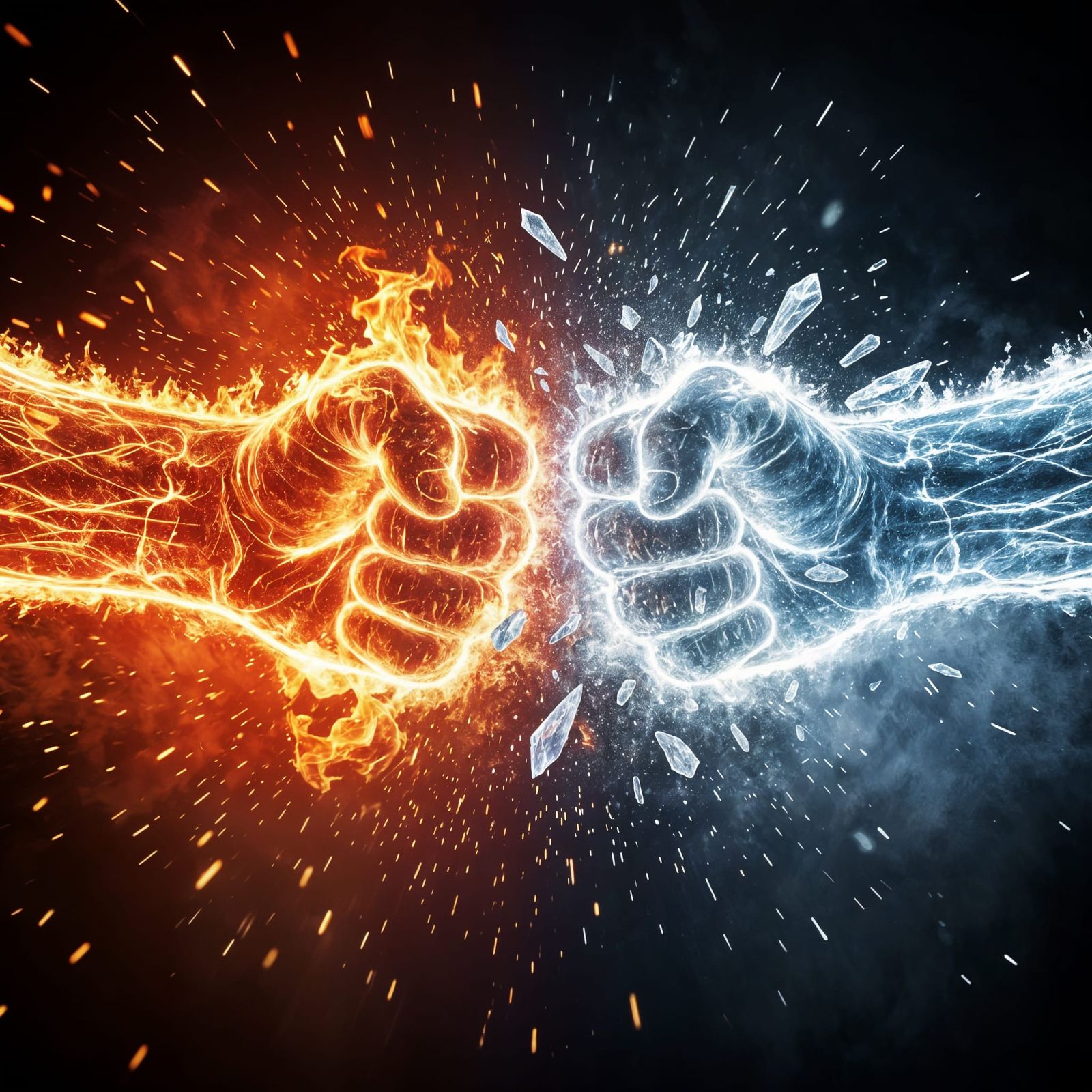 Fire and Ice Fists Clash in Cinematic Style