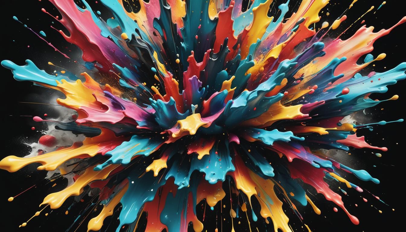 Vibrant Abstract Explosion in Impasto Splash Art Style