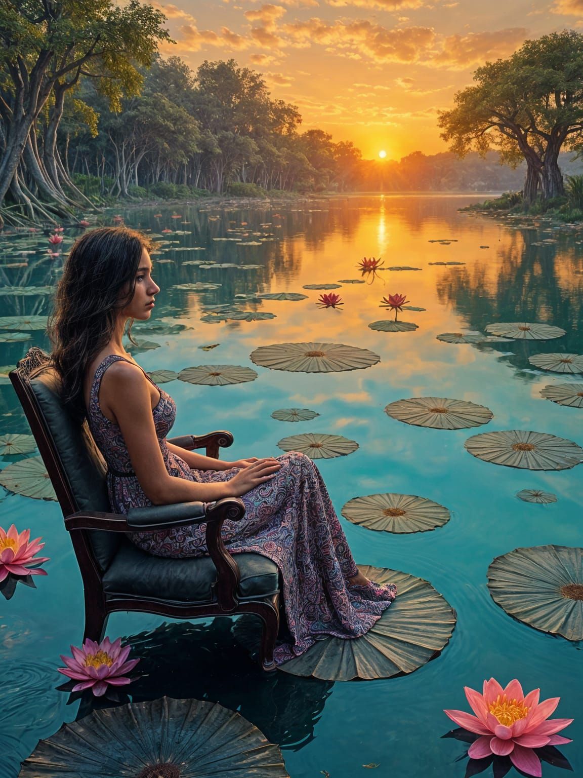 Psychedelic Water Lilies Dreamscape, Rothko and Escher Inspi...