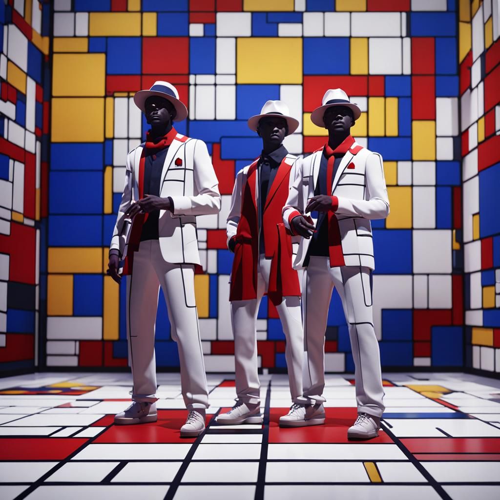 Soul Performers in Mondrian Style Game Art