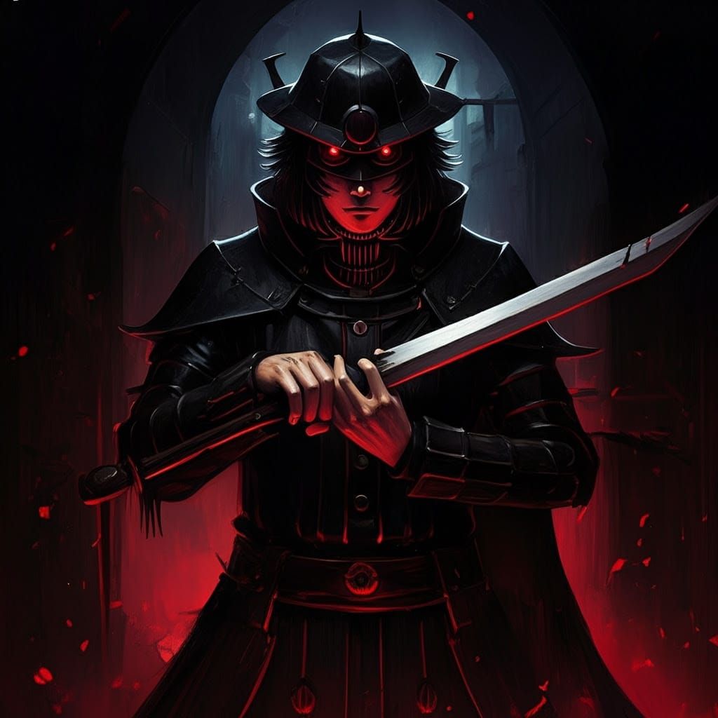 Cyberpunk Goddess in Dark Futuristic Landscape