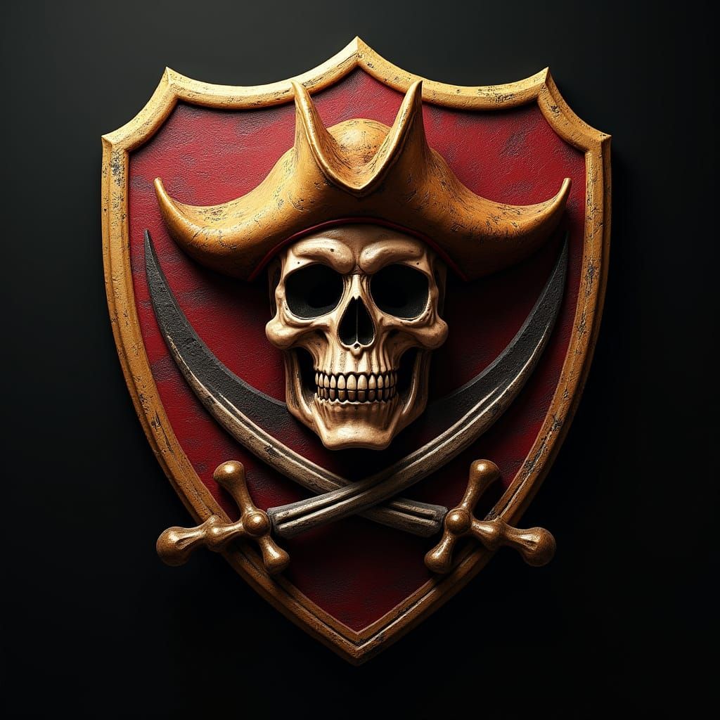 Classic European Football Shield with Smiling Jolly Roger