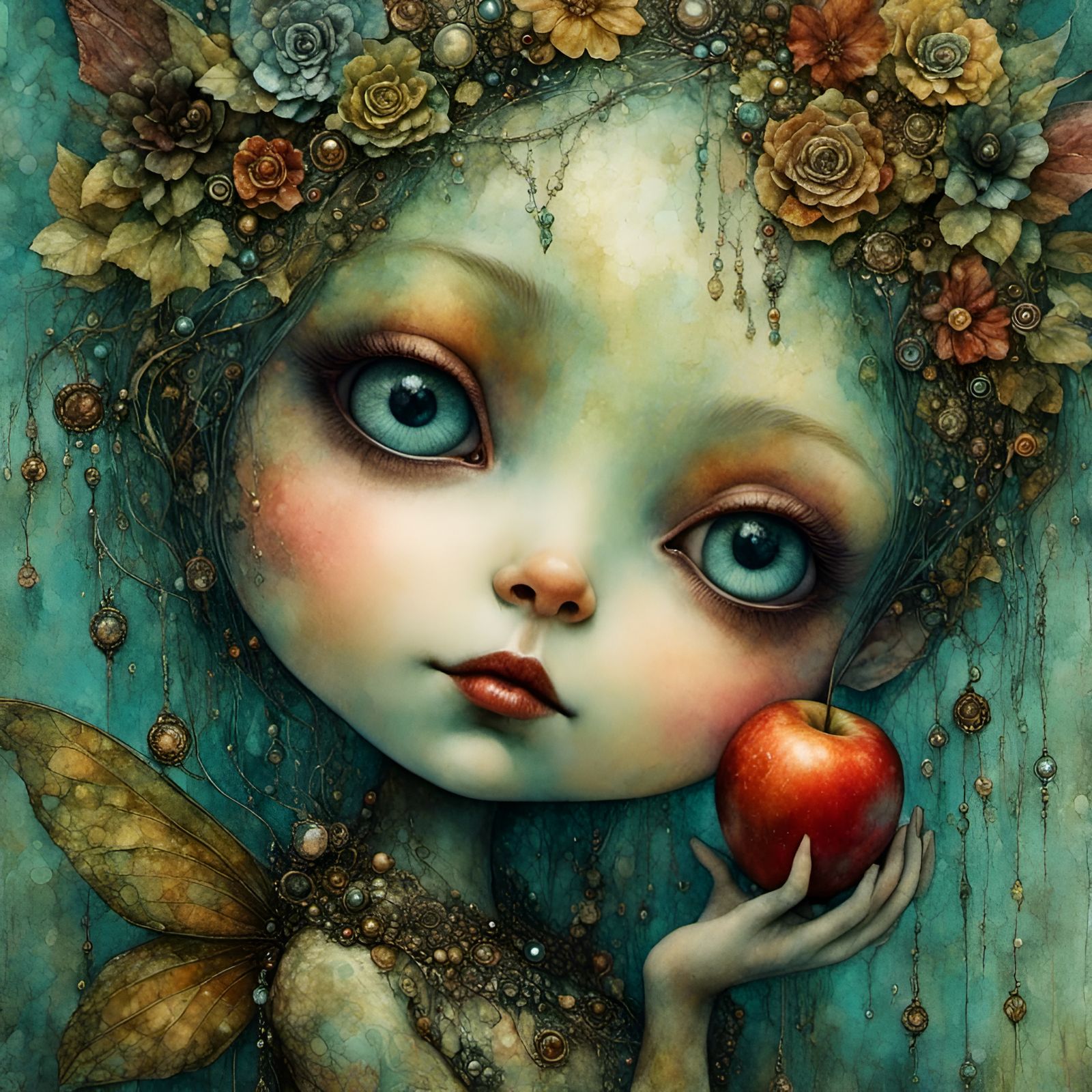 Whimsical Creature Portrait in Mixed Media