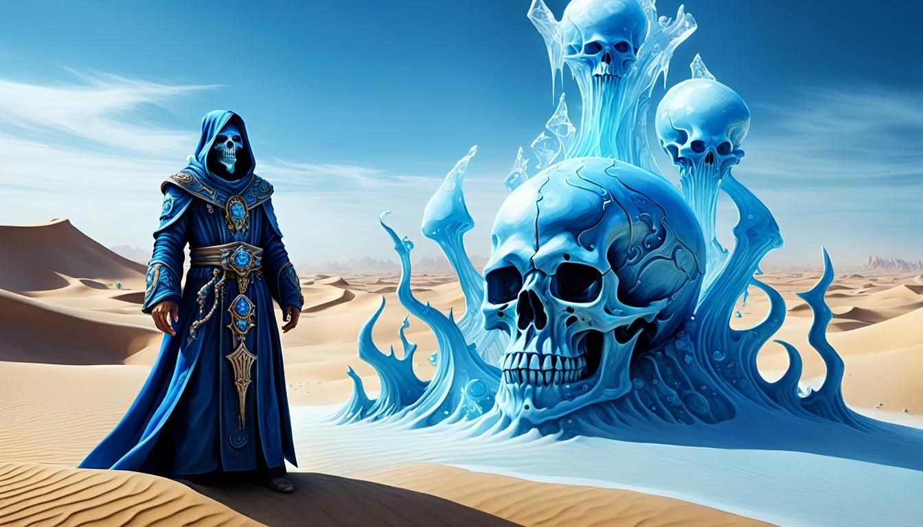 Tzeentch Sorcerer in Magic Surrealist Desert
