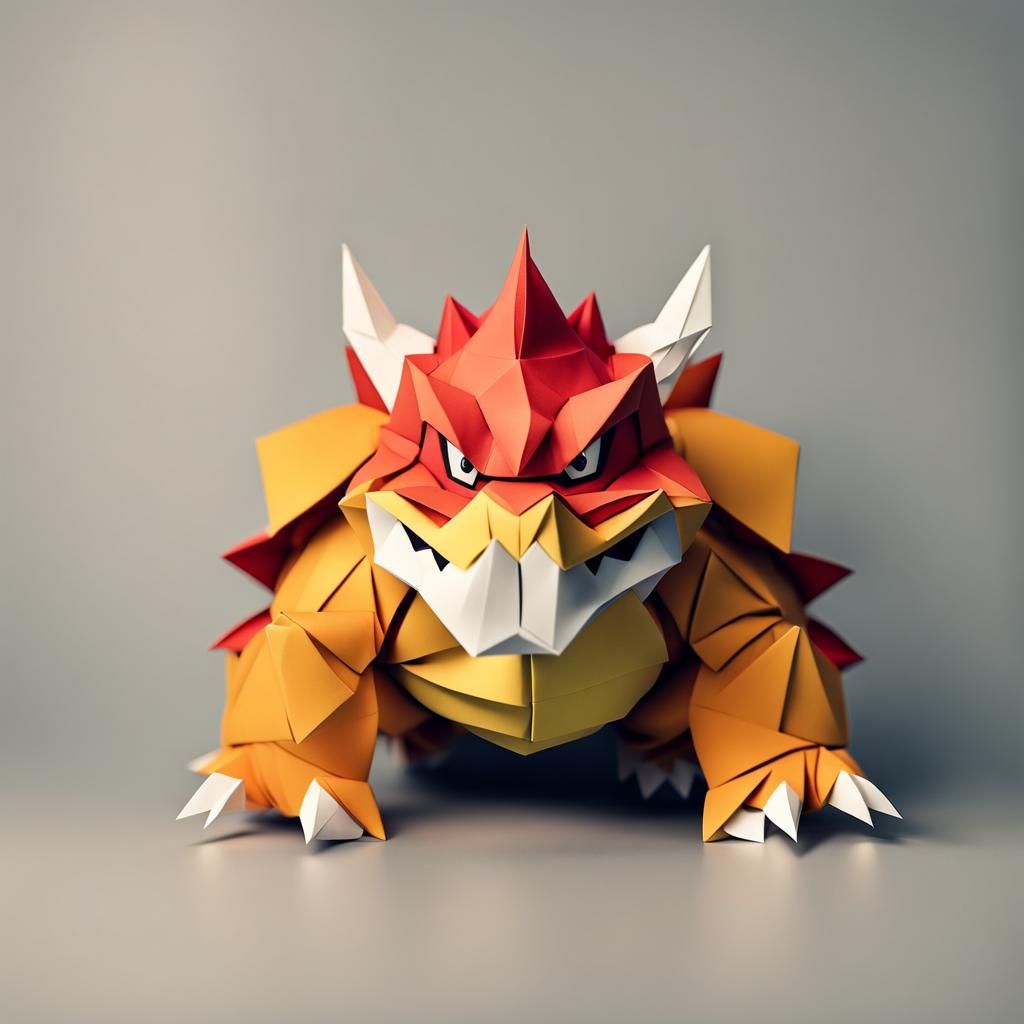 Origami Bowser Papercraft in 8K Resolution