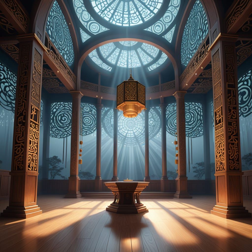 Wind Prayer Hall with Glowing Mist