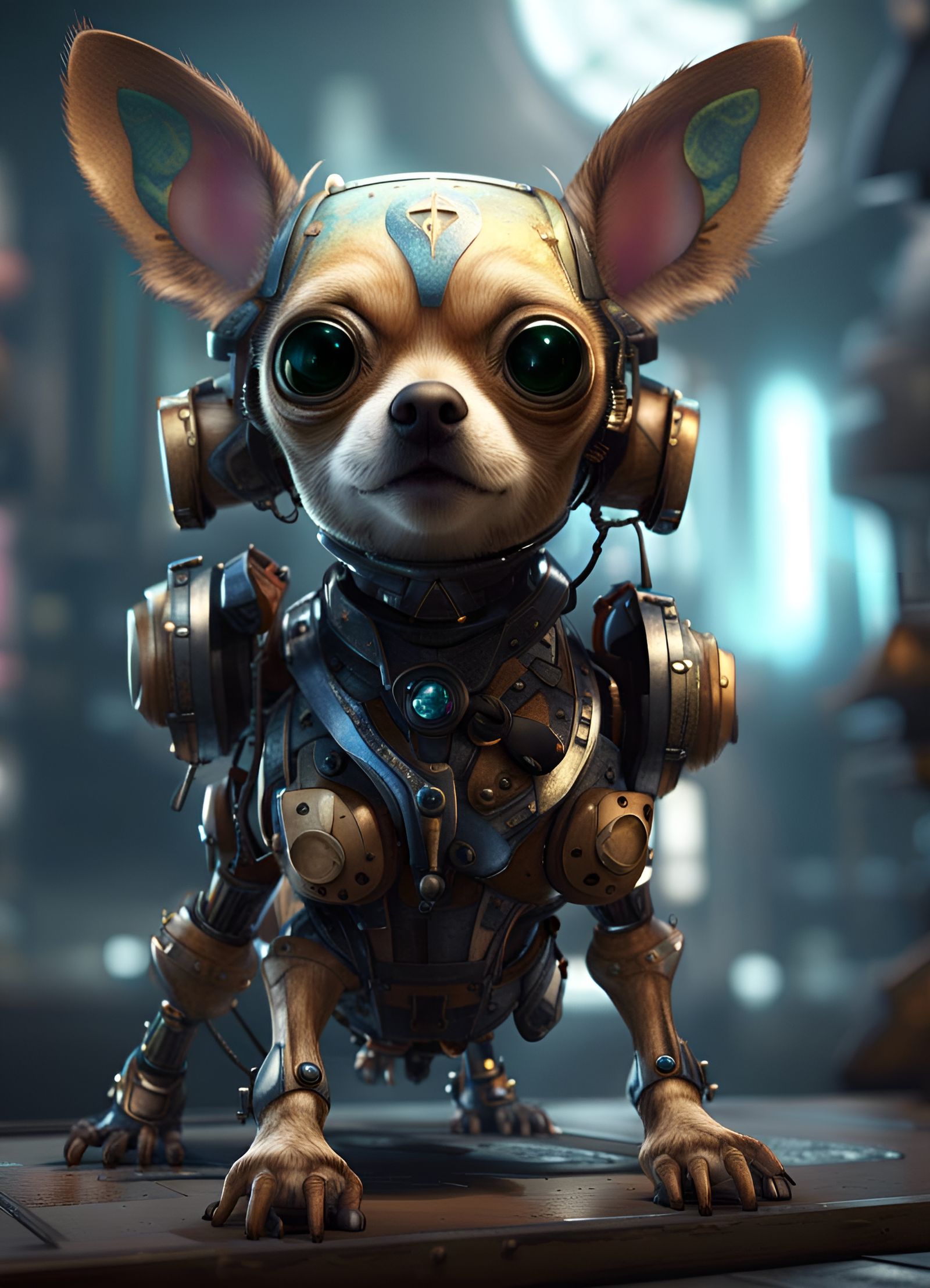 Hyperdetailed Chihuahua Robots Concept Art in 8K