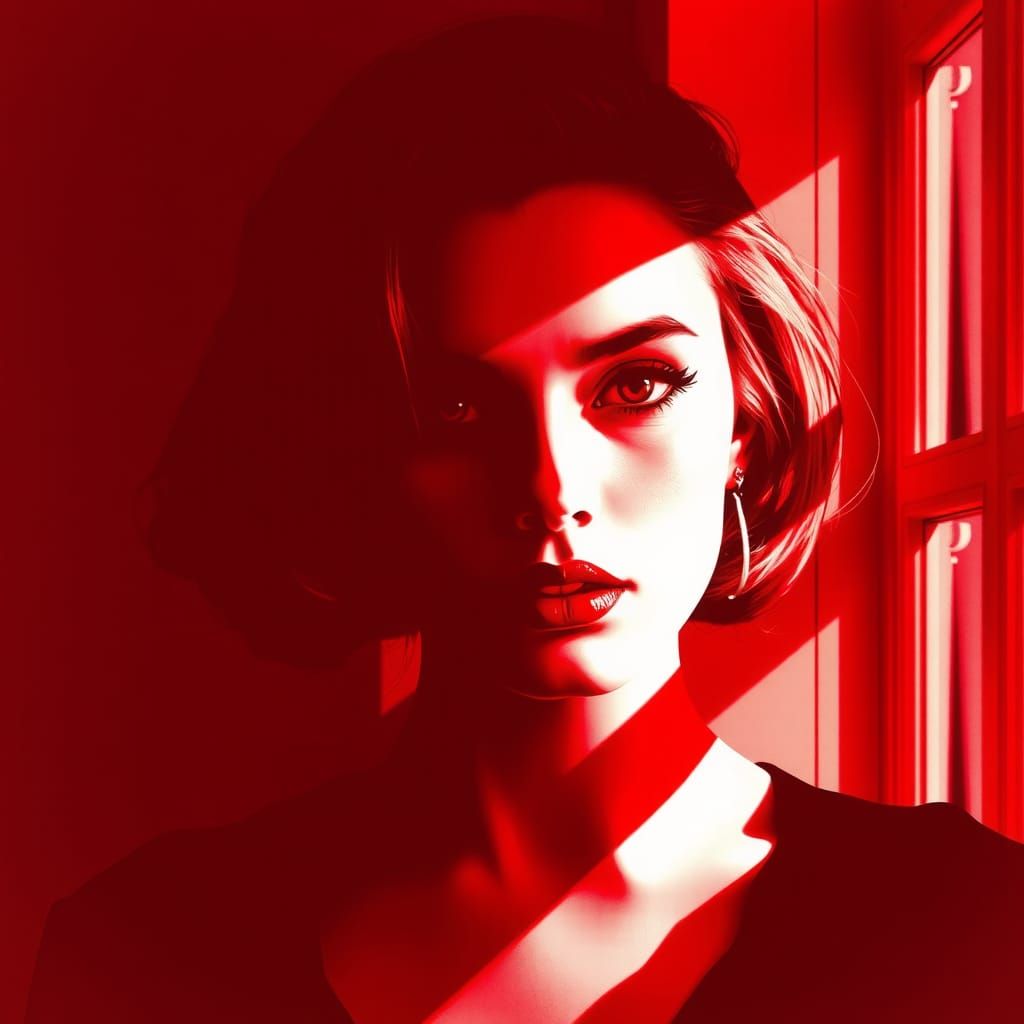 Monochrome Pop Art: Femme Fatale in Red