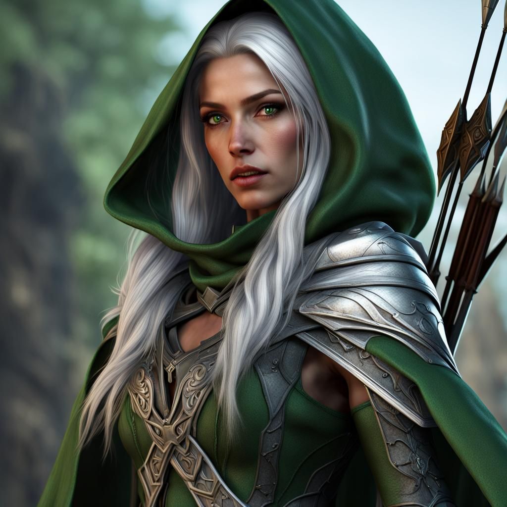 Heroic Changeling Rogue with Bow in Fantasy Art