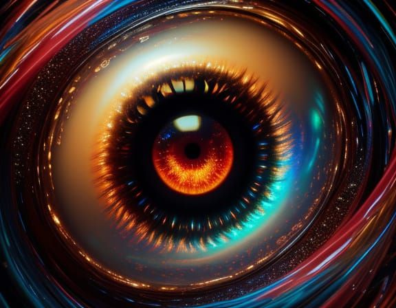 Surreal Distorted Face in Vortex Oil Painting