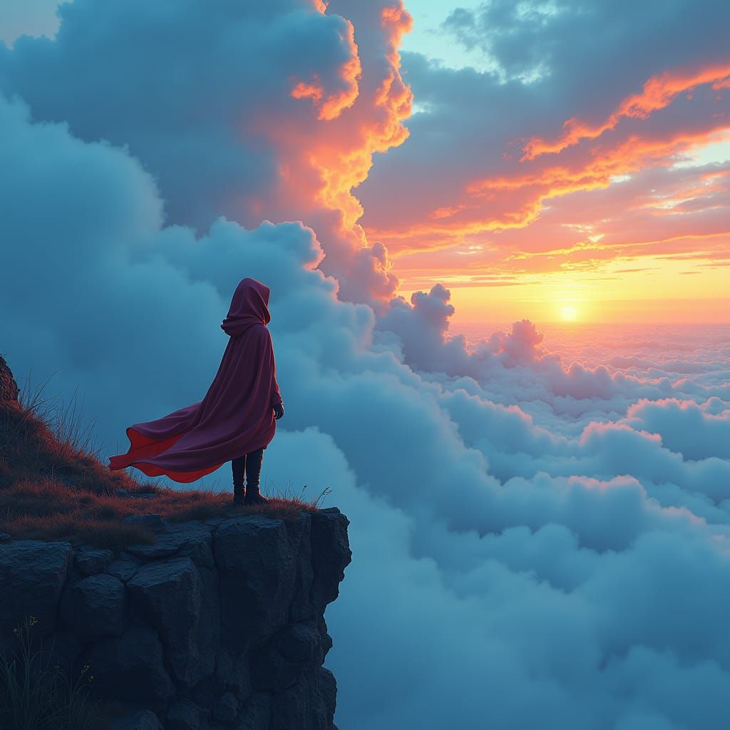 Ethereal Landscape with Cloaked Figure