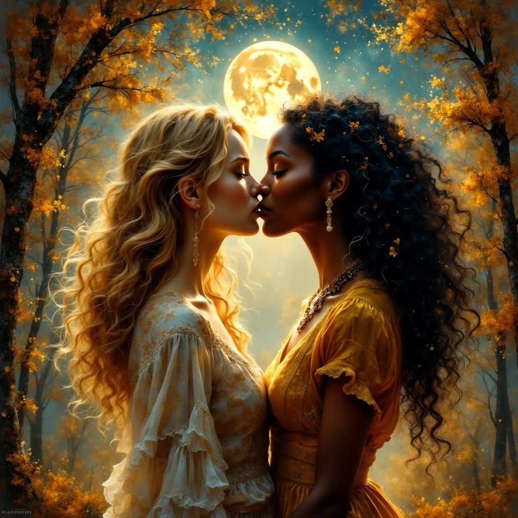 Ethereal Autumn Love Amidst Starry Night