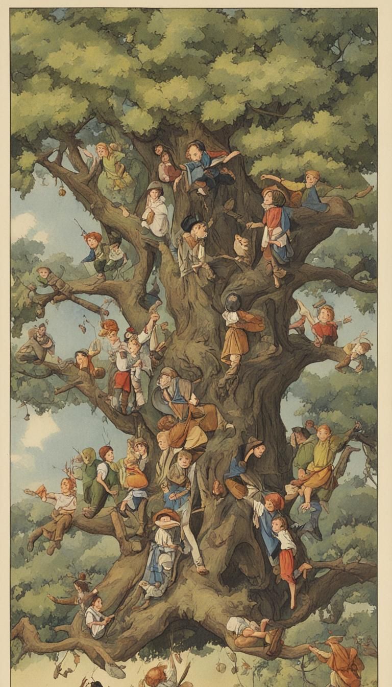 Peter Pan and Imaginary Children in Giant Tree