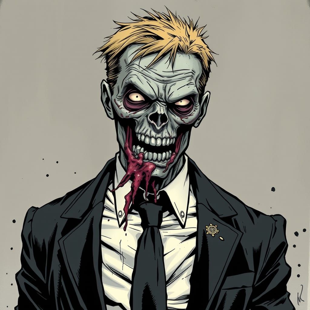 Nick Fury Zombie in Gritty Comic Style