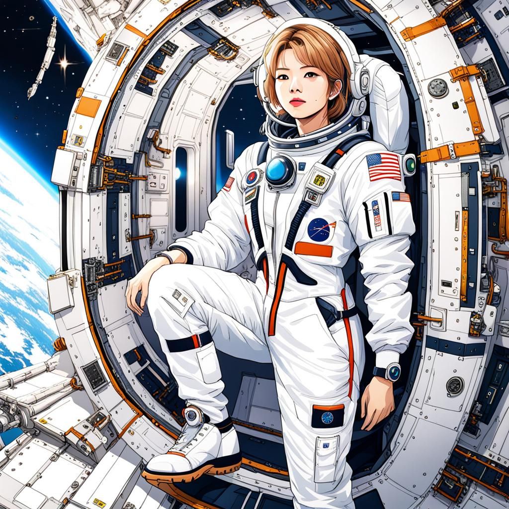 K-Pop Star in ISRO Spacesuit: Anime Style