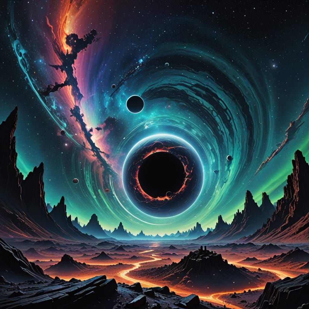 Galactic Odyssey in Vibrant Triadic Colors