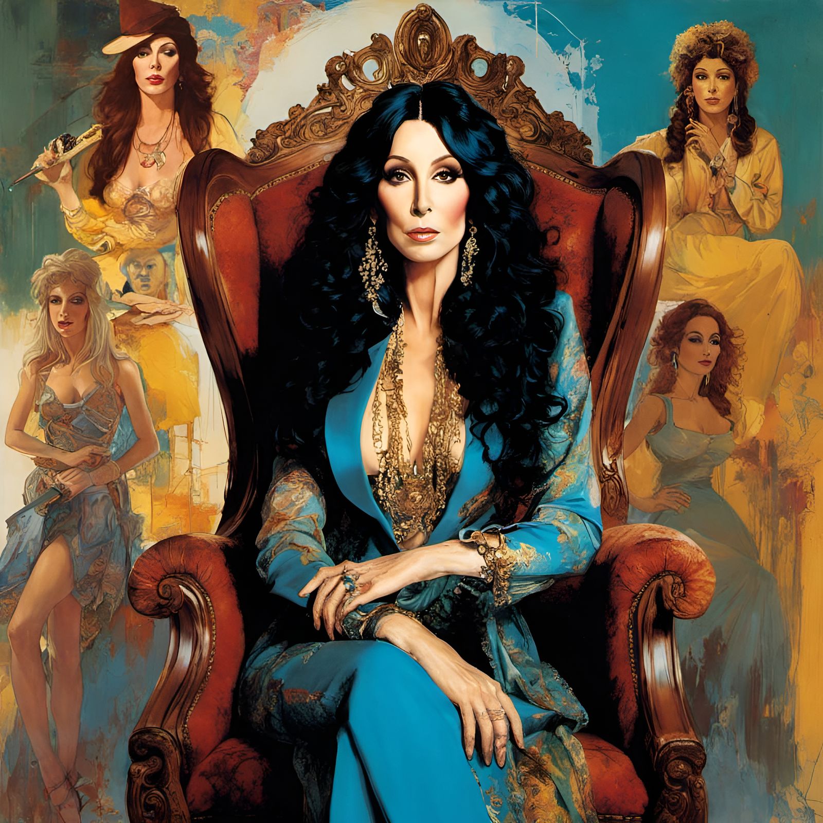 Cher Portrait in Pin-Up Fantasy Style