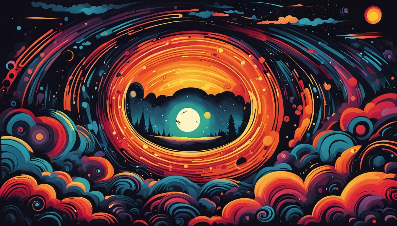 Whimsical Glowing Hole Cartoon Poster