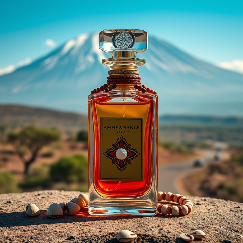 Luminous Perfume Bottle with Maasai-Inspired Design and Kili...